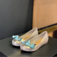 melissaˉChildren's New Three-Dimensional Bow Princess Shoes Soft Bottom Women's Peep Toe Sandals Summer Jelly Shoes Beach Shoes