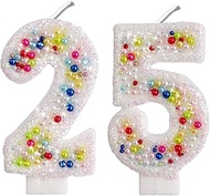 2.8" Pearl Sequin Number Candles-Many Colors 25th 52nd Birthday Gifts Birthday Decorations Birthday 
