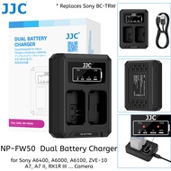 JJC Sony Camera Dual Battery Charger for NP-FW50 NPFW50 Replaces BC-TRW on ZVE10 ZV-E10 a7II a7RII a