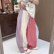 Apricot Color Check Loose Fit Western Style Pant