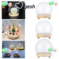 GESH1 Glass cloche Terrarium Tabletop Home Decor Spherical Terrarium Transparent Bottle Glass Vase Wooden base