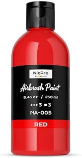 Nicpro Red Large Airbrush Paint (8.45 oz, 250 ml) Ready to Spray Opaque Water-Based Acrylic Air Brus