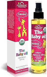 US Organic Baby Oil with Calendula, Smooth Caribbean Coconut,Certified Organic by USDA,Jojoba &amp; Olive Oil with Vitamin E, No Alcohol,Paraben, Artificial Detergents, Color,Synthetic Perfumes,5 fl. oz.