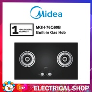 Midea Gas Hob 76cm (5.2kw) MGH-76Q60B 2 Burner Tempered Glass MGH76Q60B Dapur Gas