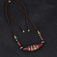 ทิเบตหิมะ Dzi วัสดุเก่า Huya หกตาเก้าตาเจ้าแม่กวนอิม S ตะขอจี้เก่า Dzi ชายและหญิงหนึ่งภาพ