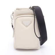 【二手】Prada PRADA 單肩包手機殼 2ZH155 白色/黑色皮革尼龍手機殼 男女通用 二手 A