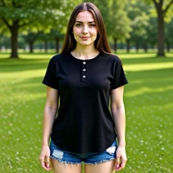 WOMEN'S TOP WAFFEL/ WOMEN'S SHORT-SLEEVED T-SHIRTWOMEN'S WAFFEL TOPWOMEN'S BUTTON WAFFEL T-SHIRT