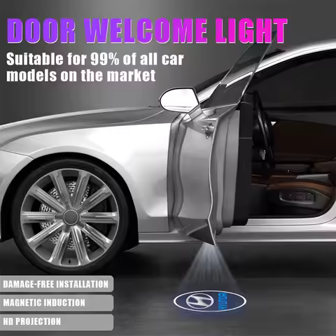 1/2pcs Car Badge Door Projector HD Wireless Welcome Light Accessories For Hyundai Tucson Solaris I30