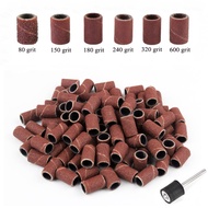 1/4'' Sanding Bands  Buffer Drum Sleeves 80-600 Grit Drill File Machine Bits Grinding Ring Nail Art Tool