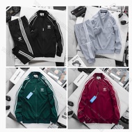 Adidas 3 stripes long-sleeved sports bomber shirt autumn and winter, 4-way stretch Poly fabric that wears well