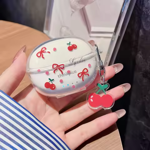 Cherry Bow Earphone Case For Lenovo LP40 Pro LP5Pro Wireless Bluetooth Charging Box with Bracelet He