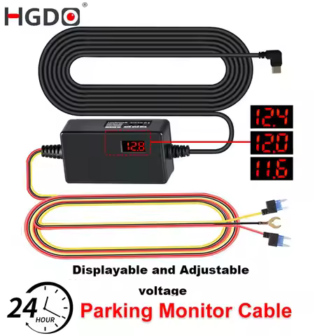 HGDO MINI USB TYPE-C 12V 24V to 5V Dash Cam Hardwire Kit with Display Low Voltage Protection 24H par
