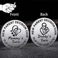 1pc Random Pattern Baby Shower Gift For Parents, Mommy & Daddy Decision Maker Coin, Stainless Steel 