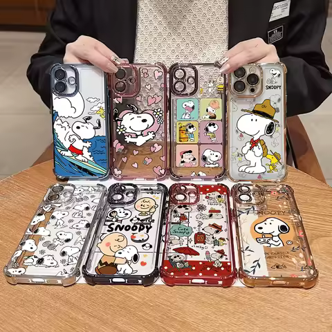 Y2K Cartoon Lovely Snoopy Airbag Phone Case For Iphone 18 17 16 15 Pro Max 14 13 12 Pro Max 15 Plus
