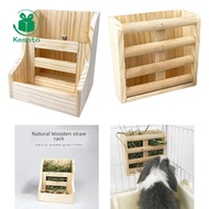 [Kesoto] Hay Feeder Stand, Wooden Grass Dispenser, Wooden Small Animal Feeder, Guinea Pig Hay Feeder