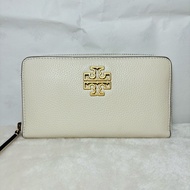 Tory Burch 奶白色金屬縷空大LOGO長夾