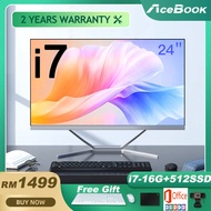 ACE discount desktop computer full set all in one desktop pc 24 inch Curved screen asus mini pc core intel i7 i3 RAM 8G 16GB SSD 512GB Windows 11 desktop computer full set, 2 year local warranty aio desktop pc image official store