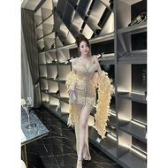 ĐẦM ĐÔI CÁNH PHỐI CHOÀNG LÔNG VŨ NHÀ KT CLOTHING