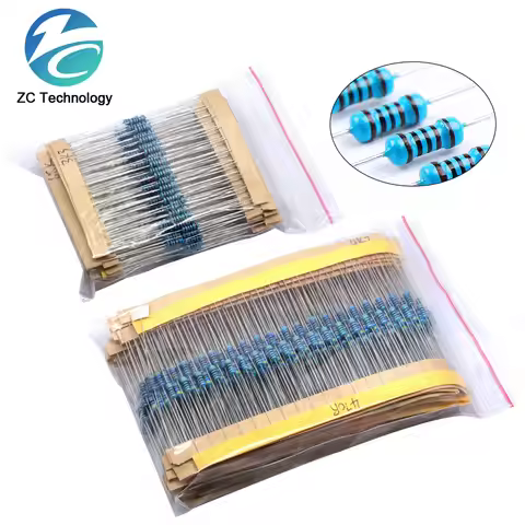 600PCS/Set 30 Kinds 1/4W Resistance 1% Metal Film Resistor Pack Assorted Kit 1K 10K 100K 220ohm 1M R