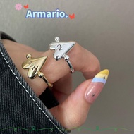 ARMARIO Letters Ring, Glossy Surface Stainless Steel Heart Ring, Fashion Adjustable "YES""NO" Exquis