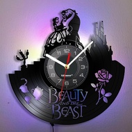 Gifts for beauty and the beast Fans Vinyl Record Wall Clock Creative Hanging LED 7 Color Luminous Wa