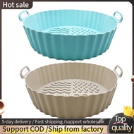 2 Piece 7.5 Inch Air Fryer Silicone Liner Air Fryer Silicone Pad for 3-5 QT Blue & Light Gray