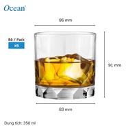 [Money Back Commitment If Broken] Set of 6 Ocean Connexion Double Rock 350ml glass cups - Genuine