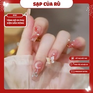 D318 SHORT RED TONE fake nails charm bow cute style y2k fake nails fake nails CNY