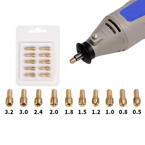 10pcs Mini Brass Collets Chucks Rotary Tool Practical Drill Chucks Adapter Mini Drill Chucks for Twi