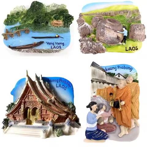 Laos Fridge Magnets Vang Vieng Travelling Souvenirs Luang Prabang Fridge Stickers Home Decoration We