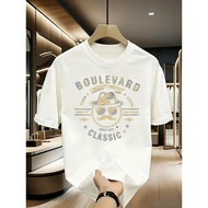 Men's Vintage Boulevard Retro T-Shirt - 70s/80s Inspired Golden Accent Fashion Glasses & Mustache Pr