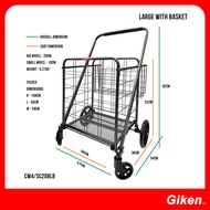 Large Size Giken Heavy Duty Shopping Foldable Trolley Cart - Big enough for weekly grocery shopping and better lasting bearing wheels - Singapore Local Stocks |