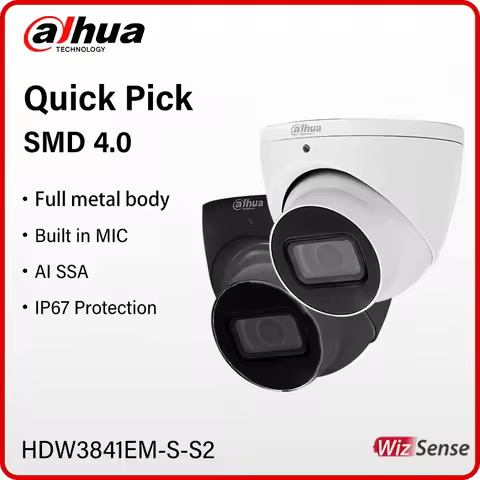 Dahua WizSense 4K 3K Camera Quick Pick SMD 4.0 Turret Smart Ai Human Detection Black 4K Security Mon