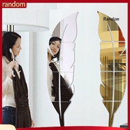 RAN* Modern Removable Feather DIY Acrylic Mirror Wall Sticker Home Room Decoration