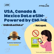 Unlimited USA, Canada & Mexico eSIM 1GB/2GB Daily for 5-30 Days Data Roaming | QR Code via Email - B