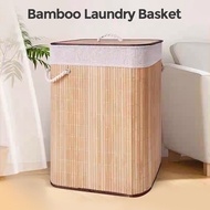 50/60CM Bamboo Laundry Basket Storage Hamper Clothes Toy Organizer Multi-Purpose Storage With Lid