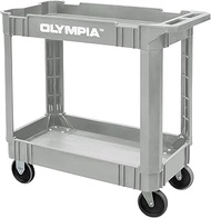 Olympia Tools 2-Shelf Plastic Utility Cart - Supports Up to 700 lbs, Ergonomic Handle - Heavy Duty P