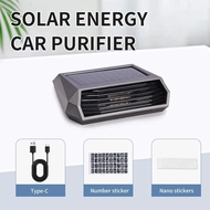 Usb Solar Portable Car Air Purifier Freshener With Hepa Filter Negative Ion Generator Odor Removal Smoke Car Accessiories