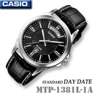 台灣CASIO手錶專賣店 簡約指針表/防水/日期顯示 MTP-1381L-1A 皮革錶帶