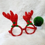 MERAH Christmas Glasses Red Christmas Deer Glasses Christmas Accessories Red Christmas Glasses