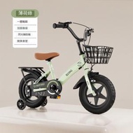 日本熱銷 - 兒童單車-16寸-薄荷綠一體輪+後座閃光輔輪