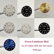 31mm Watch Dial Green Luminous Dial for ETA2824 /2836 /821 Movement Modification Accessories