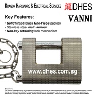 Vanni Stainless Steel Armour-Plated Solid Brass Padlock with Padlock Holder 9191