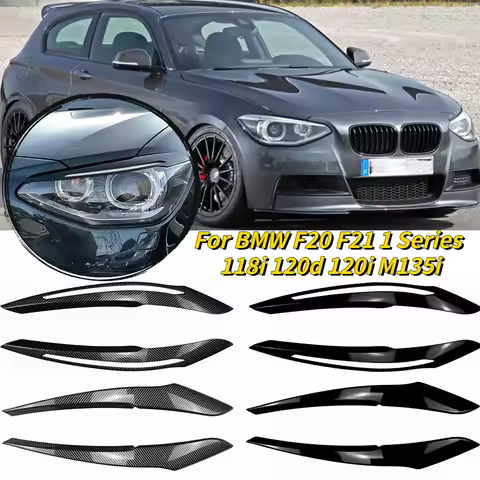 For BMW F20 F21 1 Series 118i 120d 120i M135i Pre-Lci Evil Headlight Eyebrows Eyelid ABS Gloss Black