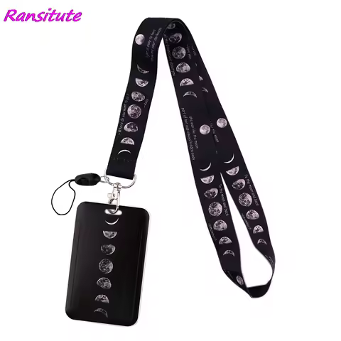 Ransitute R1855 Lunar Eclipse Lanyard Card ID Holder Car KeyChain ID Card Pass Gym Mobile Phone Badg