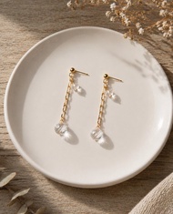 CORAROSA 天然水晶垂墜耳環 白水晶