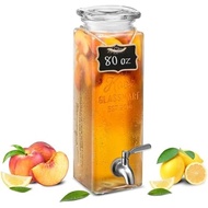 Kook Beverage Dispenser, 80 ounces (approximately 2268 grams), countertop water dispenser, glass bev