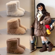 Infant Children Girls Thickened Imitation Rabbit Fur Boots Warm Snow Boots Fur Shoes Large Cotton Bo
