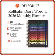 Delfonics Rollbahn Diary Word L 2026 Monthly Planner (Oct 2025 Start) – B6 Spiral Notebook, 165 Grid