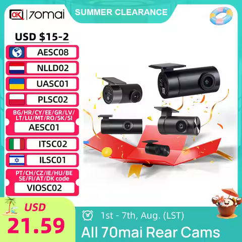 Original 70mai Rear Cam RC12 for 70mai Dash Cam A810 WDR Supported Global Version 70mai Backup Cam R